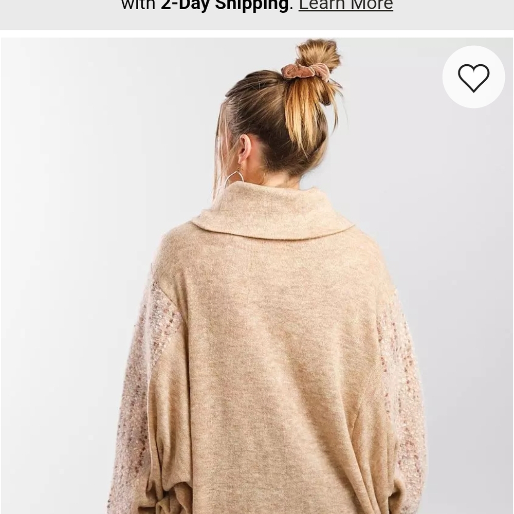 Gimmicks by BKE Tan Cowl Neck Sweater - Picture 6 of 8